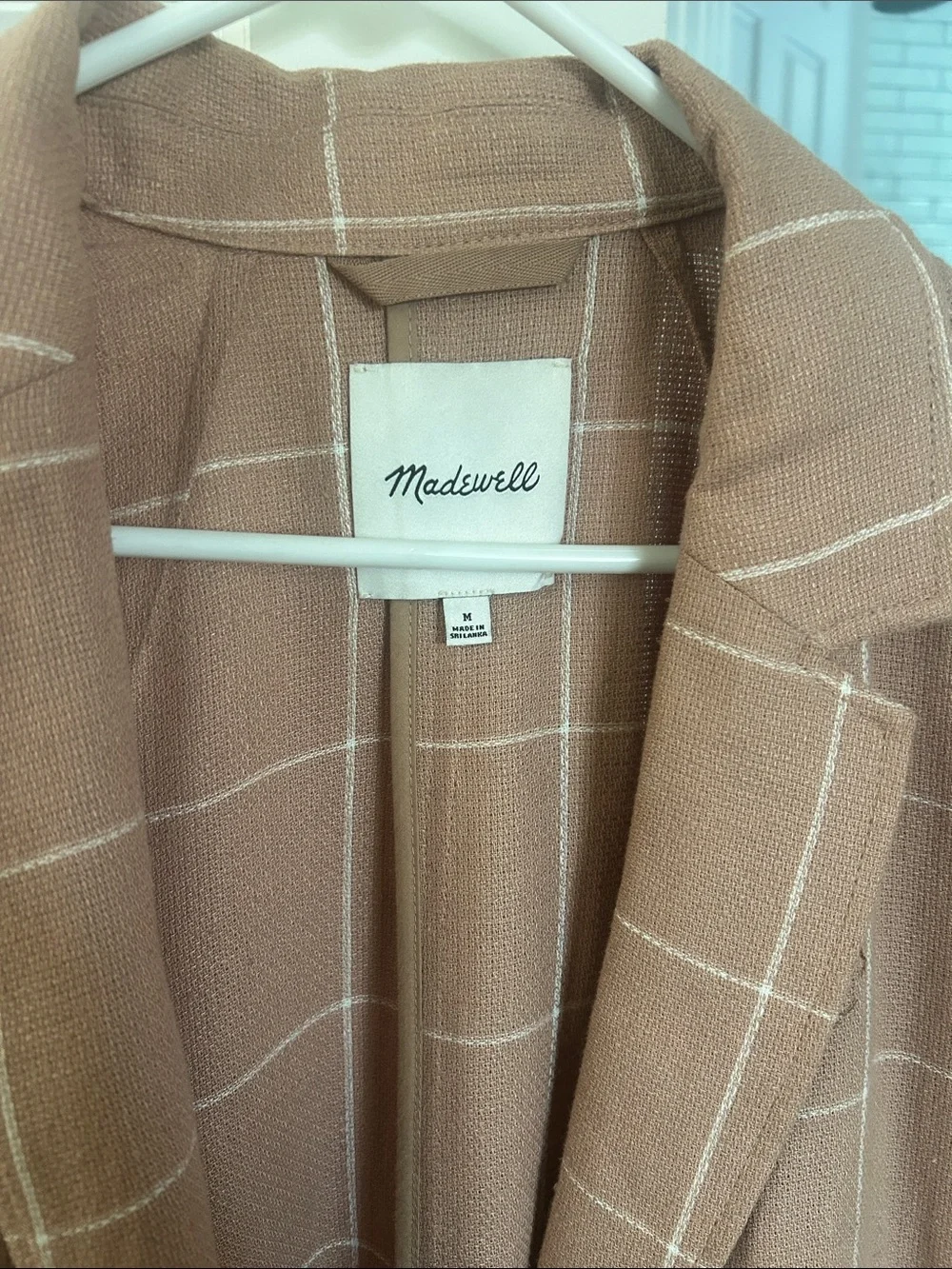 Madewell Dusty Pink Windowpane Blazer